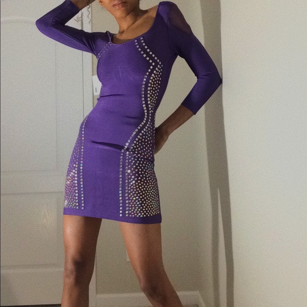 Purple studded bandage dress